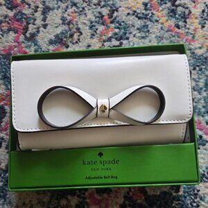 Kate Spade Adjustable Leather Belt Bag White with Bow L/XL